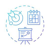 Action planning blue gradient concept icon. Business strategy. Goal, milestone. Risk assessment. Round shape line illustration. Abstract idea. Graphic design. Easy to use in infographic, presentation vector
