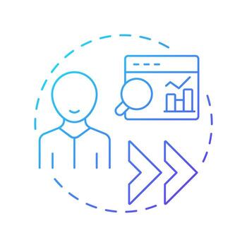 Evaluation and transition blue gradient concept icon. Data analysis, monitoring. Round shape line illustration. Abstract idea. Graphic design. Easy to use in infographic, presentation vector