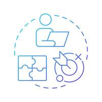 Customized solutions blue gradient concept icon. Problem solving. Goal, milestone. Round shape line illustration. Abstract idea. Graphic design. Easy to use in infographic, presentation vector