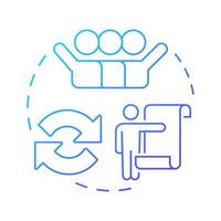 Organizational change blue gradient concept icon. Digital transformation, restructuring. Round shape line illustration. Abstract idea. Graphic design. Easy to use in infographic, presentation vector