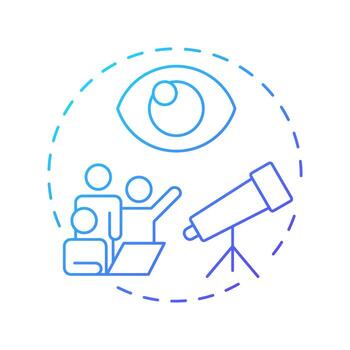 Outside perspective blue gradient concept icon. Critical thinking, decision making. Round shape line illustration. Abstract idea. Graphic design. Easy to use in infographic, presentation vector