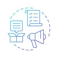 Product knowledge blue gradient concept icon. Market positioning. Feedback, survey. Round shape line illustration. Abstract idea. Graphic design. Easy to use in infographic, presentation vector
