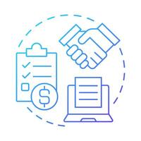 Quote blue gradient concept icon. Negotiation, agreement. Workflow organization. Payment, cost. Round shape line illustration. Abstract idea. Graphic design. Easy to use in infographic, article vector