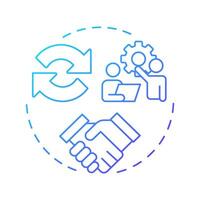 Quote negotiation blue gradient concept icon. Teamwork, professional. Problem solving, communication. Round shape line illustration. Abstract idea. Graphic design. Easy to use in infographic, article vector