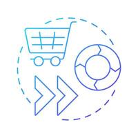 Faster sales cycle blue gradient concept icon. Quote management. Customer service. Purchasing, shopping. Round shape line illustration. Abstract idea. Graphic design. Easy to use in infographic vector