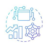 CPQ and CRM or ERP integration blue gradient concept icon. Quote management systems. Customer service. Round shape line illustration. Abstract idea. Graphic design. Easy to use in infographic, article vector