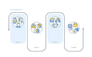 Quotation management process rectangle infographic . Customer service. Negotiation, agreement. Data visualization with 4 steps. Editable rectangular options chart vector
