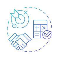 Accurate quotes blue gradient concept icon. Agreement, negotiation. Price calculation. Round shape line illustration. Abstract idea. Graphic design. Easy to use in infographic, article vector