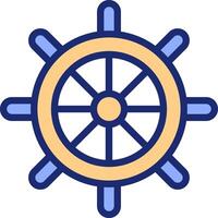 Helm pixel perfect line color icon. Ship steering wheel. Vintage vessel equipment. Level for boat controlling. Isolated illustration. Flat colorful symbol design. Editable stroke vector