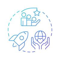 Nonprofit incubators blue gradient concept icon. Startup support. Charity, donation. Help, assistance. Round shape line illustration. Abstract idea. Graphic design. Easy to use in infographic vector