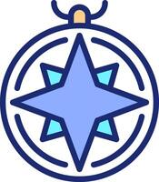 Nautical compass pixel perfect line color icon. Vintage vessel navigation tool. Maritime device indicating direction. Isolated illustration. Flat colorful symbol design. Editable stroke vector