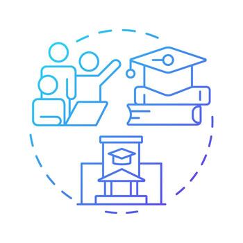 Academic incubators blue gradient concept icon. Studying environment, knowledge. Learning, education. Round shape line illustration. Abstract idea. Graphic design. Easy to use in infographic, brochure vector