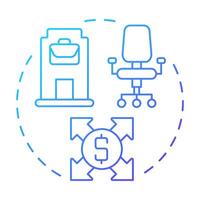 Work space blue gradient concept icon. Professional environment. Business, corporate. Round shape line illustration. Abstract idea. Graphic design. Easy to use in infographic, brochure vector
