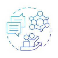 Networking opportunities blue gradient concept icon. Industry leaders. Communication, teamwork. Round shape line illustration. Abstract idea. Graphic design. Easy to use in infographic, brochure vector