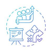 Prepare business plan blue gradient concept icon. Corporate strategy. Market analysis, products. Round shape line illustration. Abstract idea. Graphic design. Easy to use in infographic, brochure vector