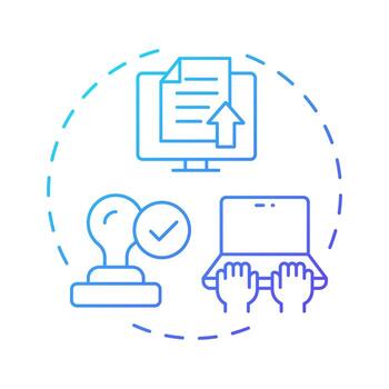 enviar un solicitud azul degradado concepto icono. humano recursos. documentación gestión. redondo forma línea ilustración. resumen idea. gráfico diseño. fácil a utilizar en infografía, folleto vector