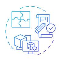 Build blue gradient concept icon. Product development, services. Blueprints, planning. Round shape line illustration. Abstract idea. Graphic design. Easy to use in infographic, brochure vector