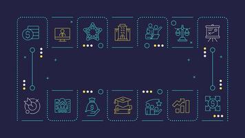 Business incubator purple word concept. Planning, strategy. Consulting services, legal. Horizontal image. Headline text surrounded by editable outline icons vector