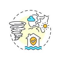 Environmental risk factors multi color concept icon. Physical security audit component. Natural disasters. Round shape line illustration. Abstract idea. Graphic design. Easy to use in booklet vector