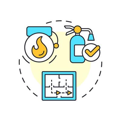Emergency preparedness multi color concept icon. Physical security audit component. Minimizing loss risks. Round shape line illustration. Abstract idea. Graphic design. Easy to use in booklet