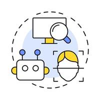 Analyze events multi color concept icon. Physical security ecosystem. Evaluating data from detection systems. Round shape line illustration. Abstract idea. Graphic design. Easy to use in booklet vector
