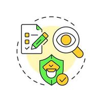 Security audits multi color concept icon. Component of physical protection system. Evaluate effectiveness. Round shape line illustration. Abstract idea. Graphic design. Easy to use in booklet vector