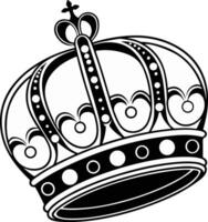 Rounded royal crown in black silhouette with pearls, flat clean design made for microstock and elegant print graphics vector