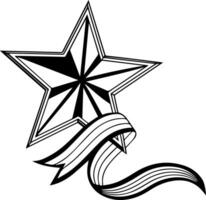 Silhouette of star award with ribbon tail, clean black design ideal for certificates, stock assets and graphic layout use vector