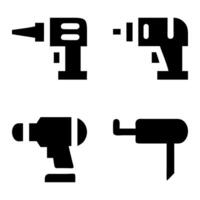 Collection of power tool icons drill caulk gun and more vector