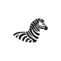 zebra is shown in a black and white logo vector