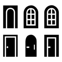 Collection of door and window icons vector