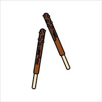 Choco Stick Flat design style, biscuit sticks dipped in chocolate with toppings, great for sweet snack branding and chocolate themed projects. vector