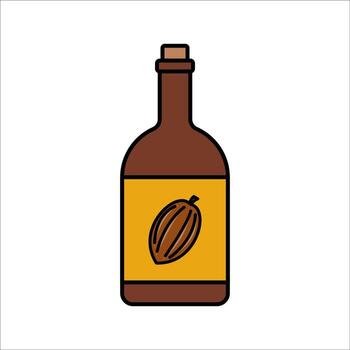 Bottle Cocoa Flat design style, a cocoa extract bottle often used in chocolate syrup production, perfect for food packaging and chocolate themed designs. vector