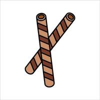 Chocolate Sticks Flat design style, crunchy chocolate coated biscuit sticks, ideal for dessert menus, snack branding, and celebration graphics. vector