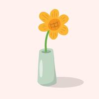 Sunflower in a vase a cheerful illustration vector