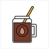 Chocolate Drink Flat design style, a cup of hot or iced chocolate drink with a straw, great for cafe menus, beverage, and sweet visuals. vector