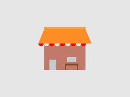 A simple and colorful illustration of a small shop or store with an orange awning vector