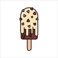 White Choco Ice Cream Flat design style, vanilla ice cream dipped in chocolate coating, perfect for dessert menus and sweet food graphics. vector