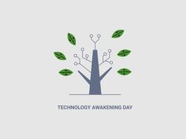 A stylized tree with branches resembling circuit board lines vector