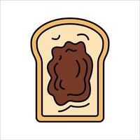 Toast with Chocolate Flat design style, a slice of toast with chocolate spread, great for breakfast graphics and snack visuals. vector