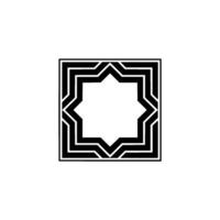 Geometric Islamic Star Pattern In Black And White On Minimalist Background vector