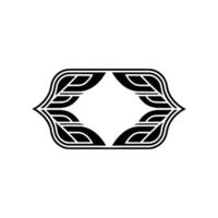 Minimalist Leaf Frame, Black And White, Elegant Border, Template vector