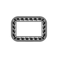 Elegant Black And White Rectangular Frame With Leaf Motif vector