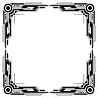 Futuristic Tech Frame, Geometric Black White Border, Art Deco Inspired vector
