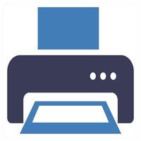 Printer and document icon concept in blue color vector