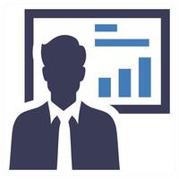 Presentation and analysis icon concept in blue color vector