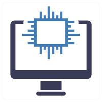 Processor icon concept in blue color vector