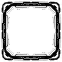 Tech Frame Interface Futuristic Border, Black And White, Digital vector