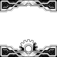 Futuristic Tech Frame With Gear Abstract Circuitry vector