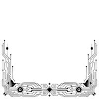 Tech Border Geometric Circuit Board Frame In Black And White vector